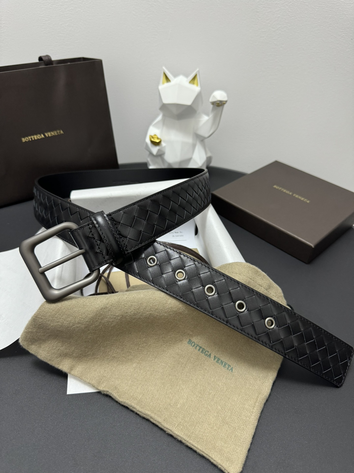 Bottega Veneta Basic Belt Cow Leather Black M