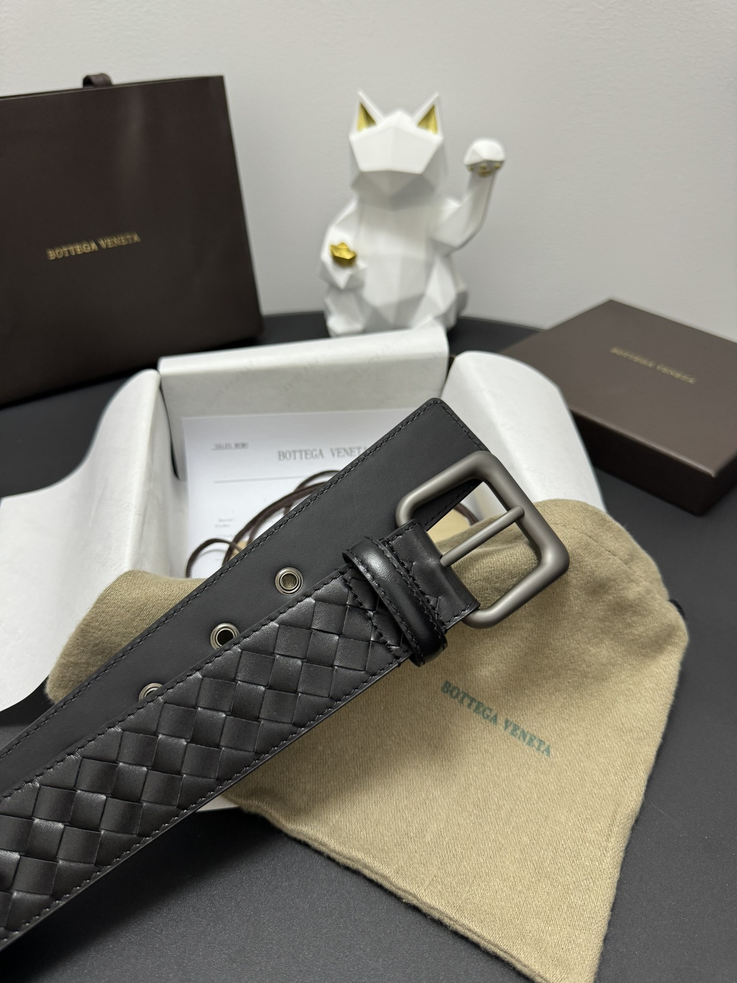 Bottega Veneta Basic Belt Cow Leather Black M
