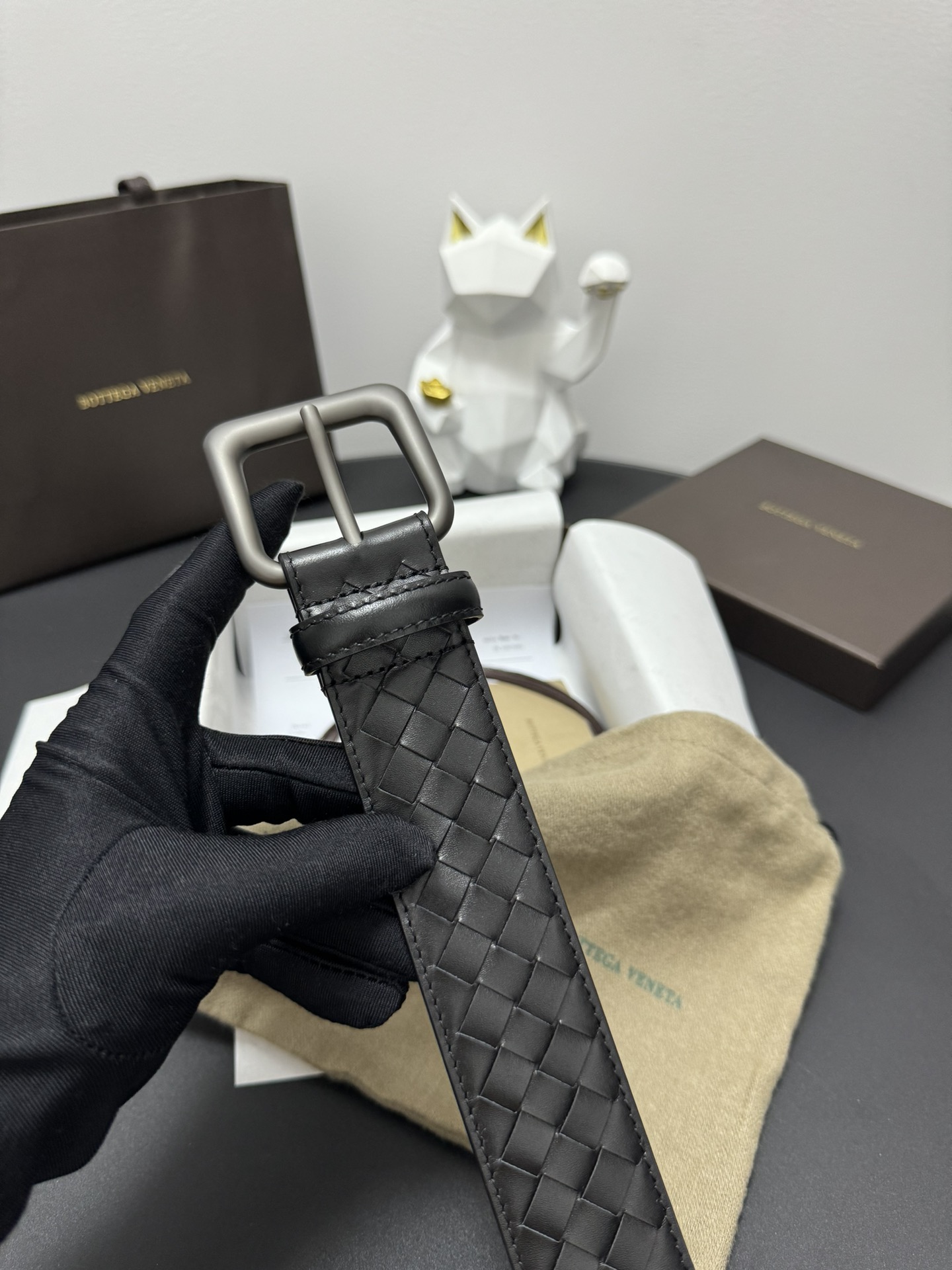 Bottega Veneta Basic Belt Cow Leather Black M