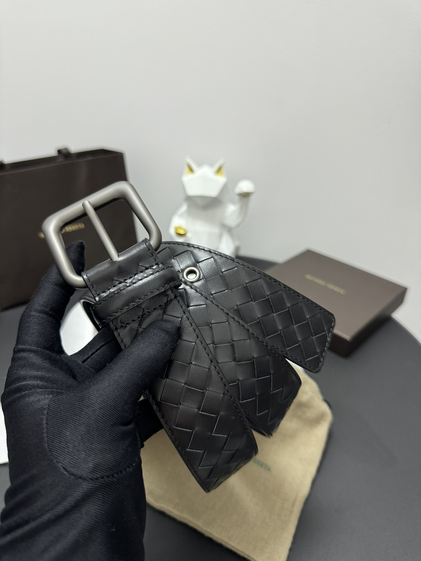 Bottega Veneta Basic Belt Cow Leather Black M