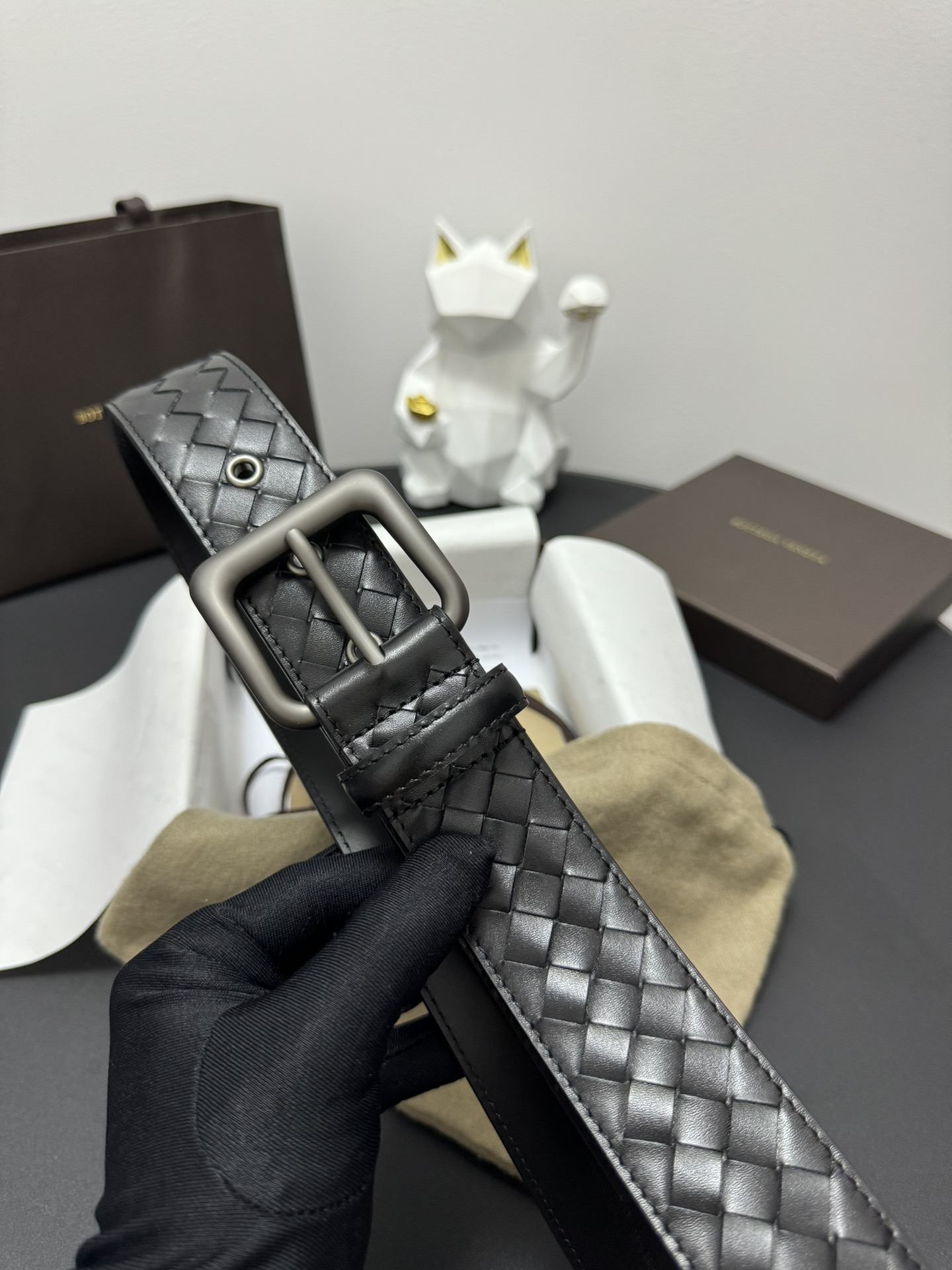 Bottega Veneta Basic Belt Cow Leather Black M