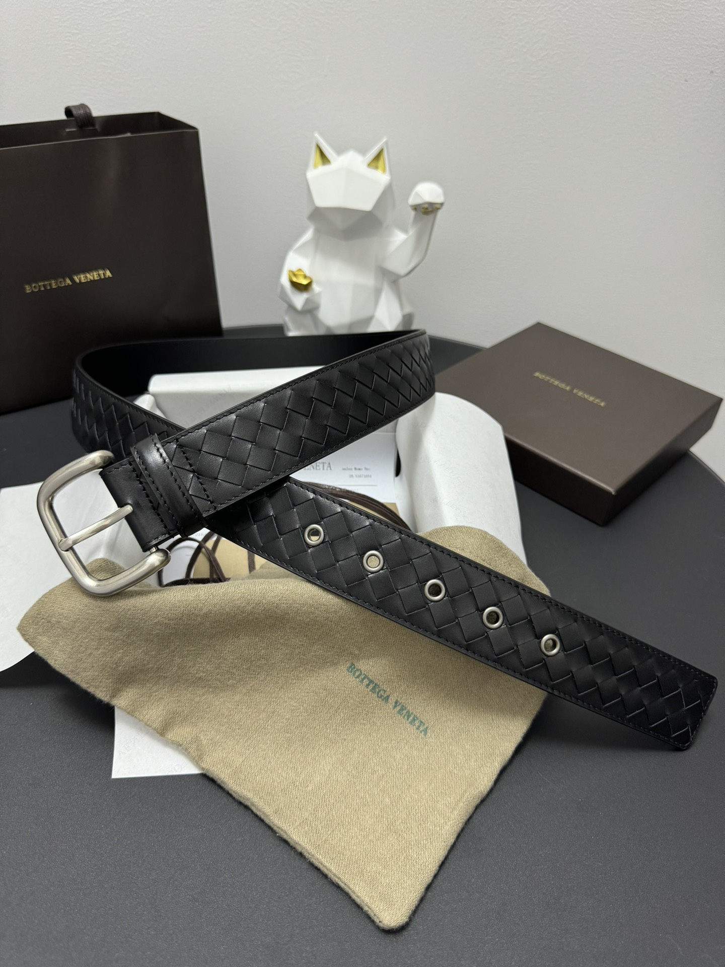 Bottega Veneta Basic Belt Cow Leather Black M
