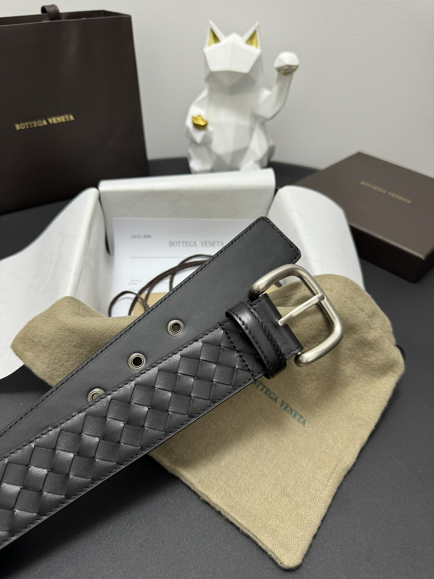 Bottega Veneta Basic Belt Cow Leather Black M