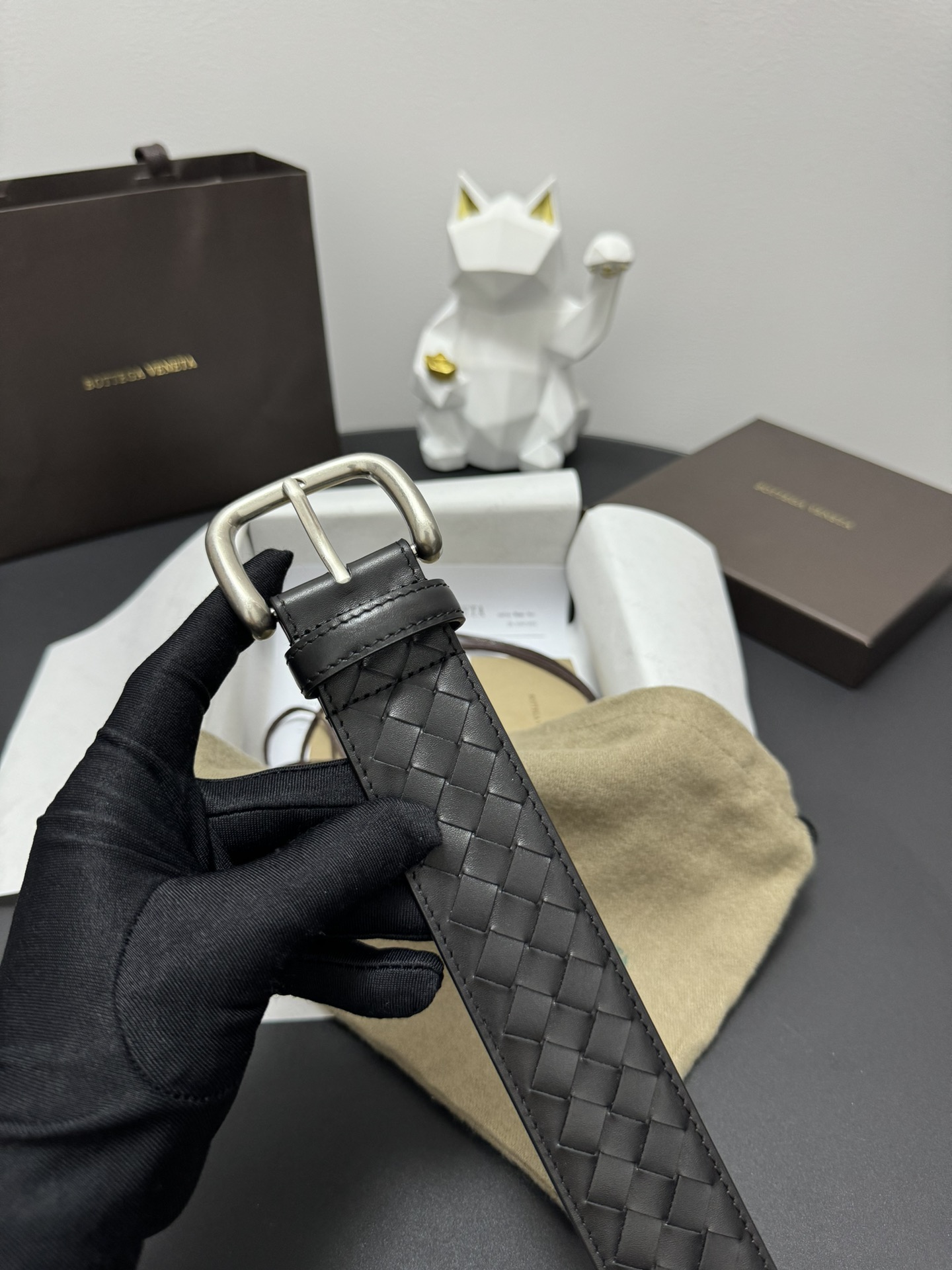 Bottega Veneta Basic Belt Cow Leather Black M