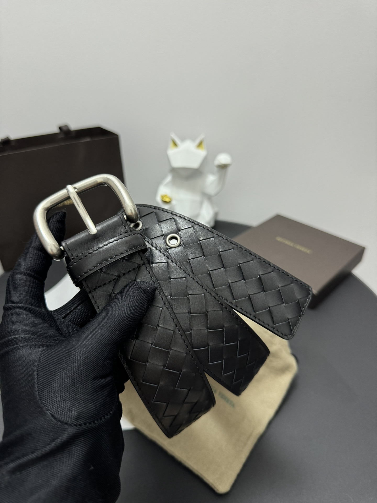 Bottega Veneta Basic Belt Cow Leather Black M