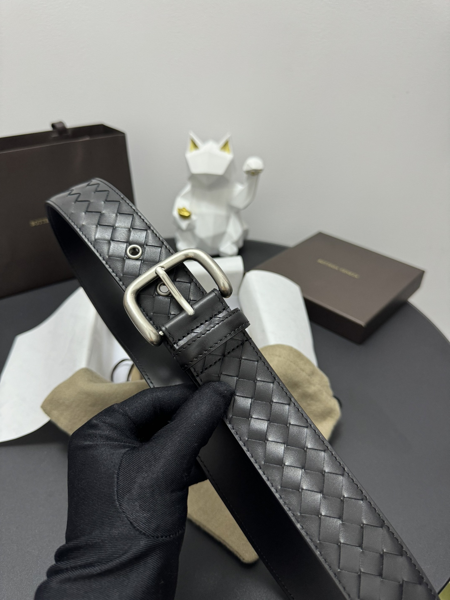 Bottega Veneta Basic Belt Cow Leather Black M