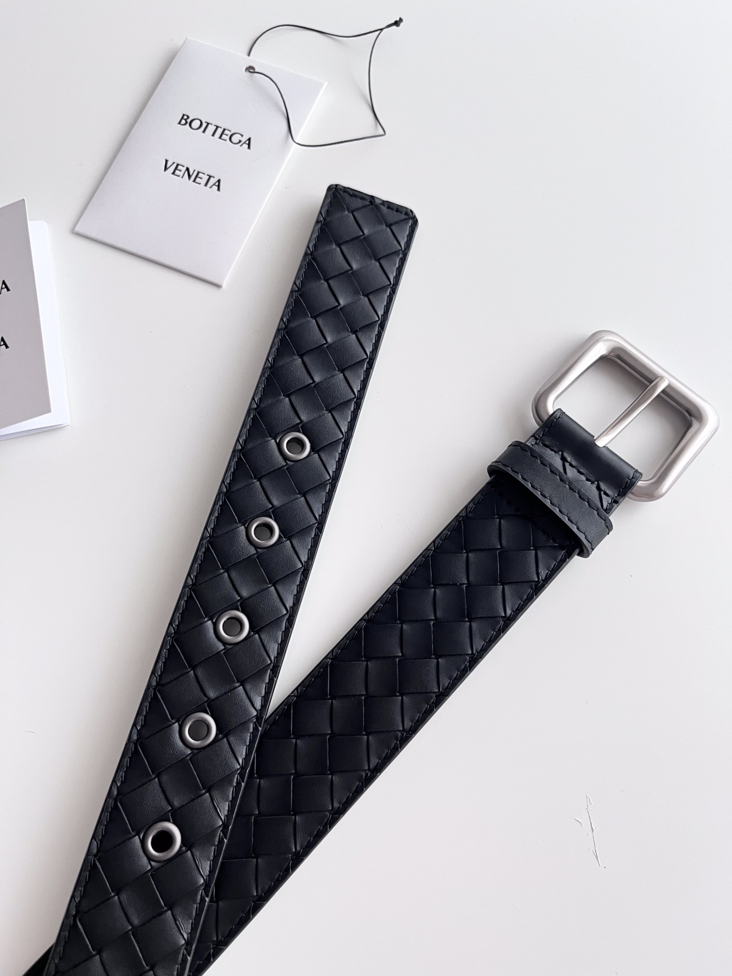 Bottega Veneta Male Pin Buckle Belt Cow Leather Black M