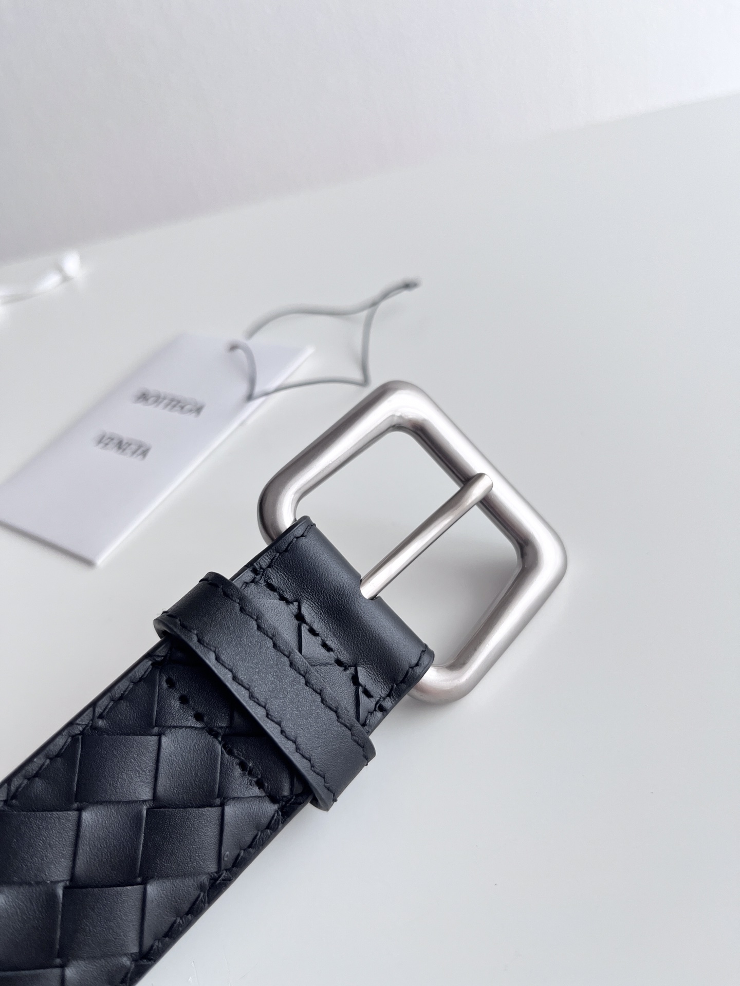 Bottega Veneta Male Pin Buckle Belt Cow Leather Black M