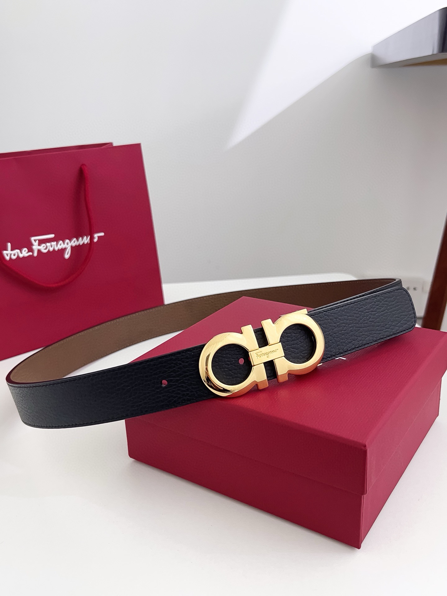 Salvatore Ferragamo Male Leather Belt Cow Leather M