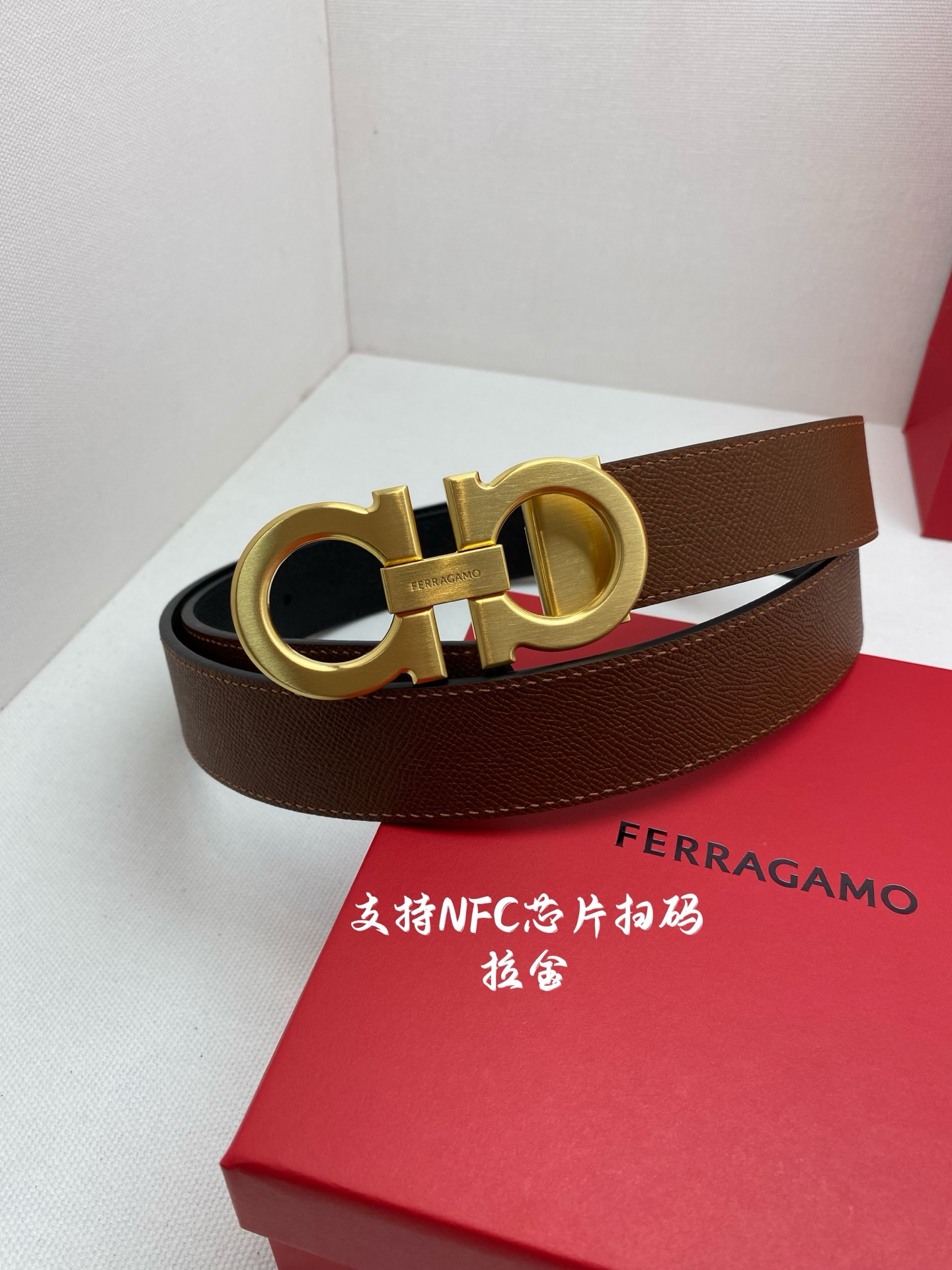 Salvatore Ferragamo Male Leather Belt Cow Leather M