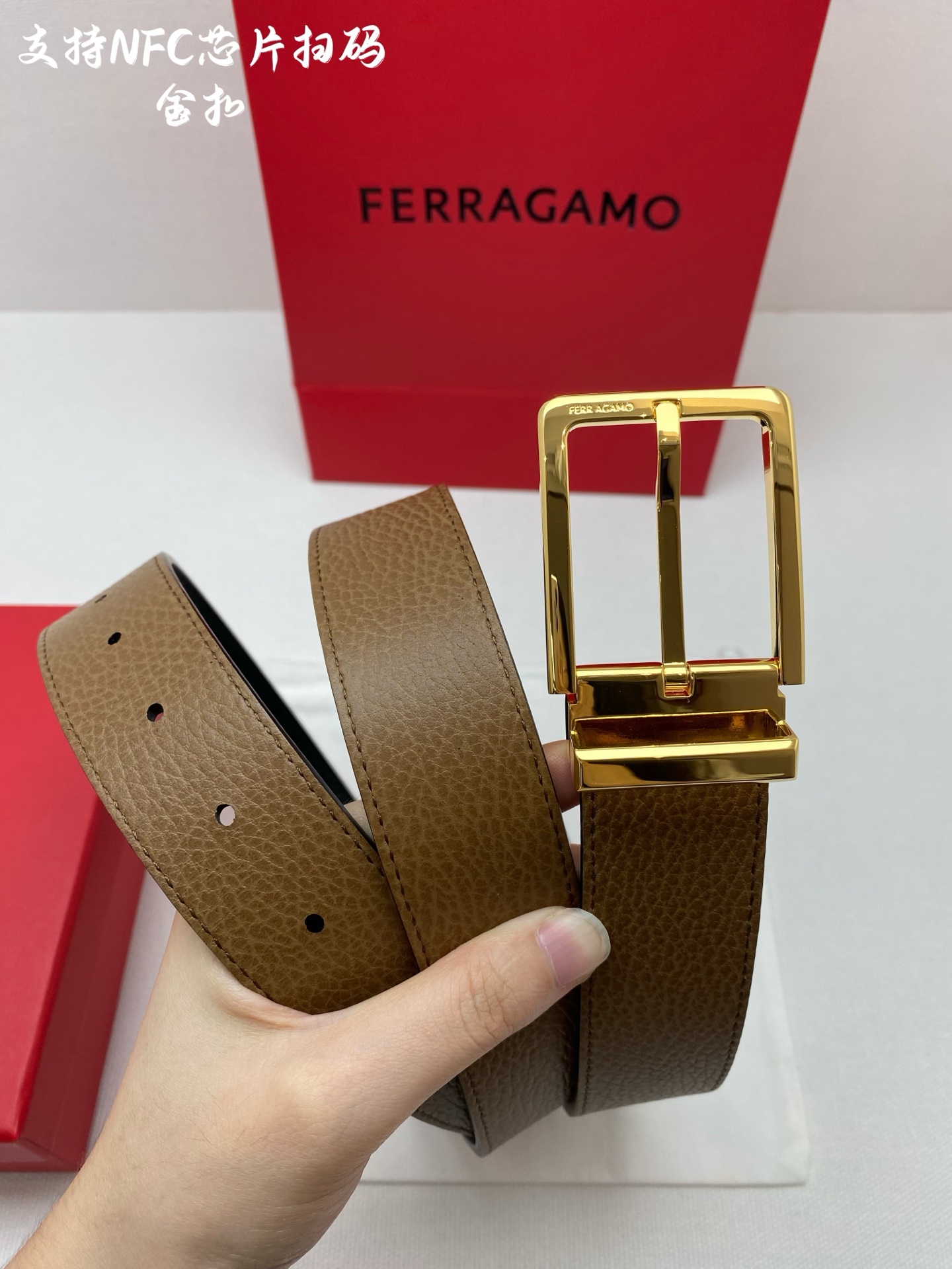 Salvatore Ferragamo Male Leather Belt Cow Leather M