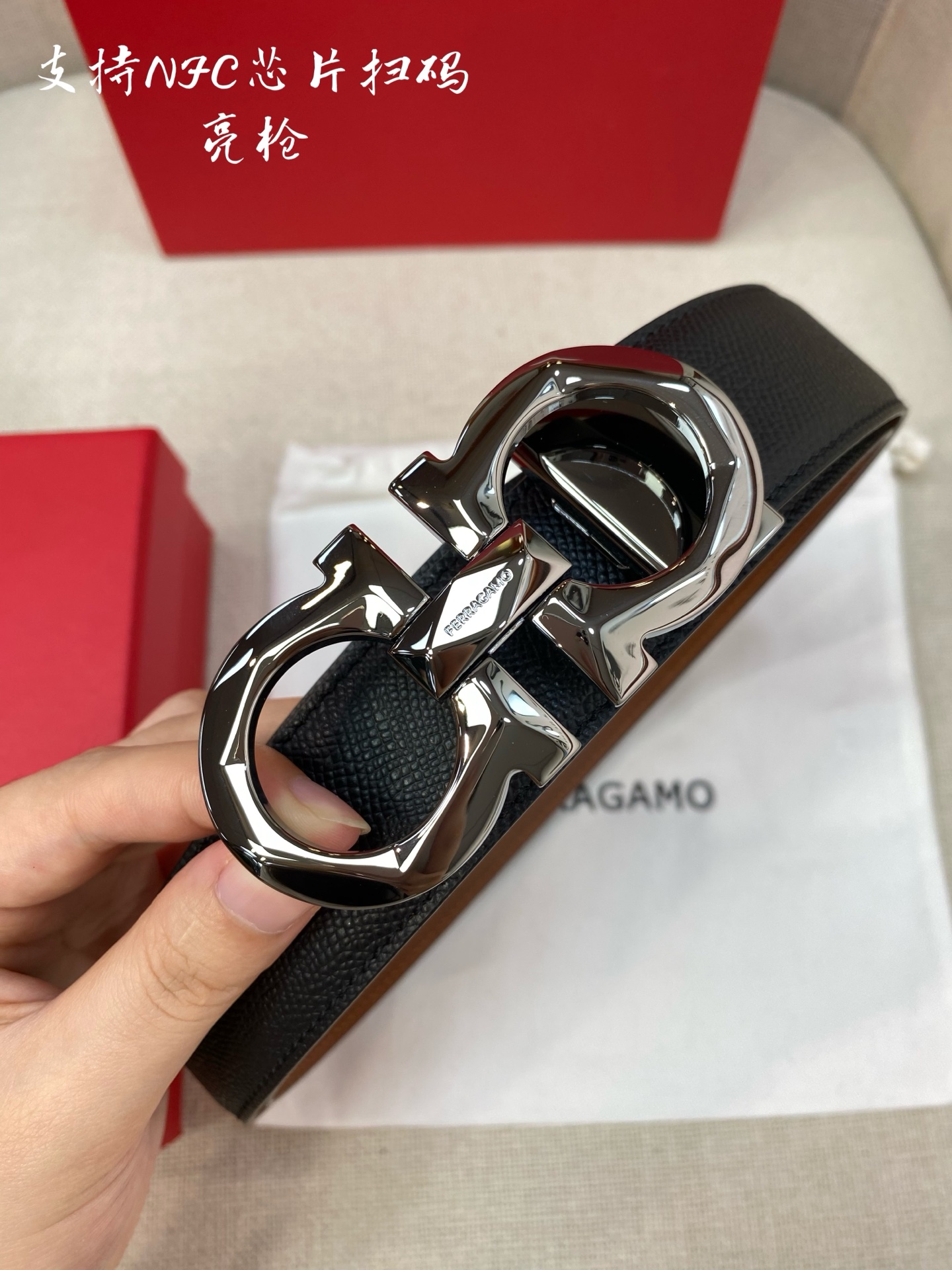 Salvatore Ferragamo Male Leather Belt Cow Leather M
