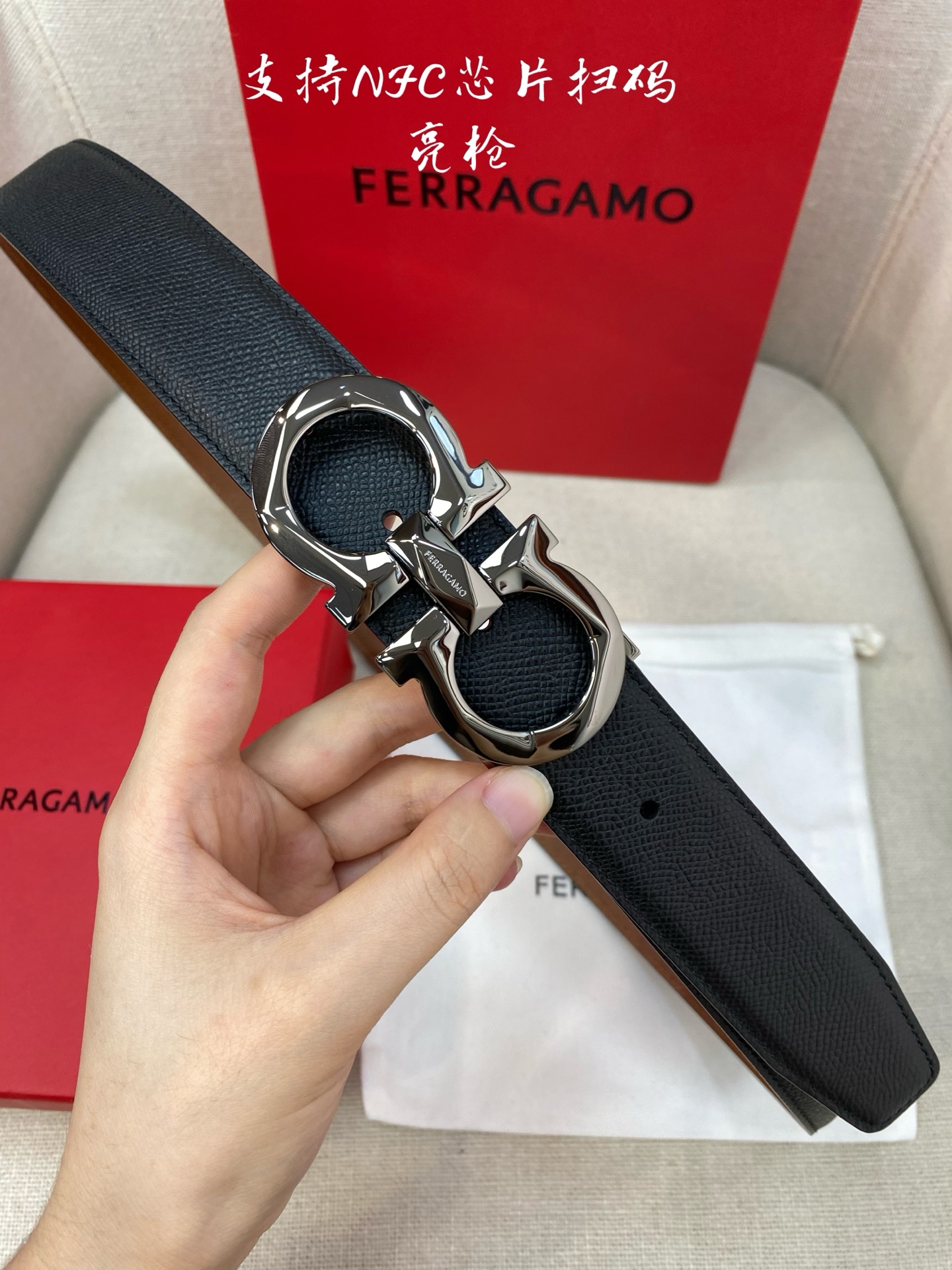 Salvatore Ferragamo Male Leather Belt Cow Leather M