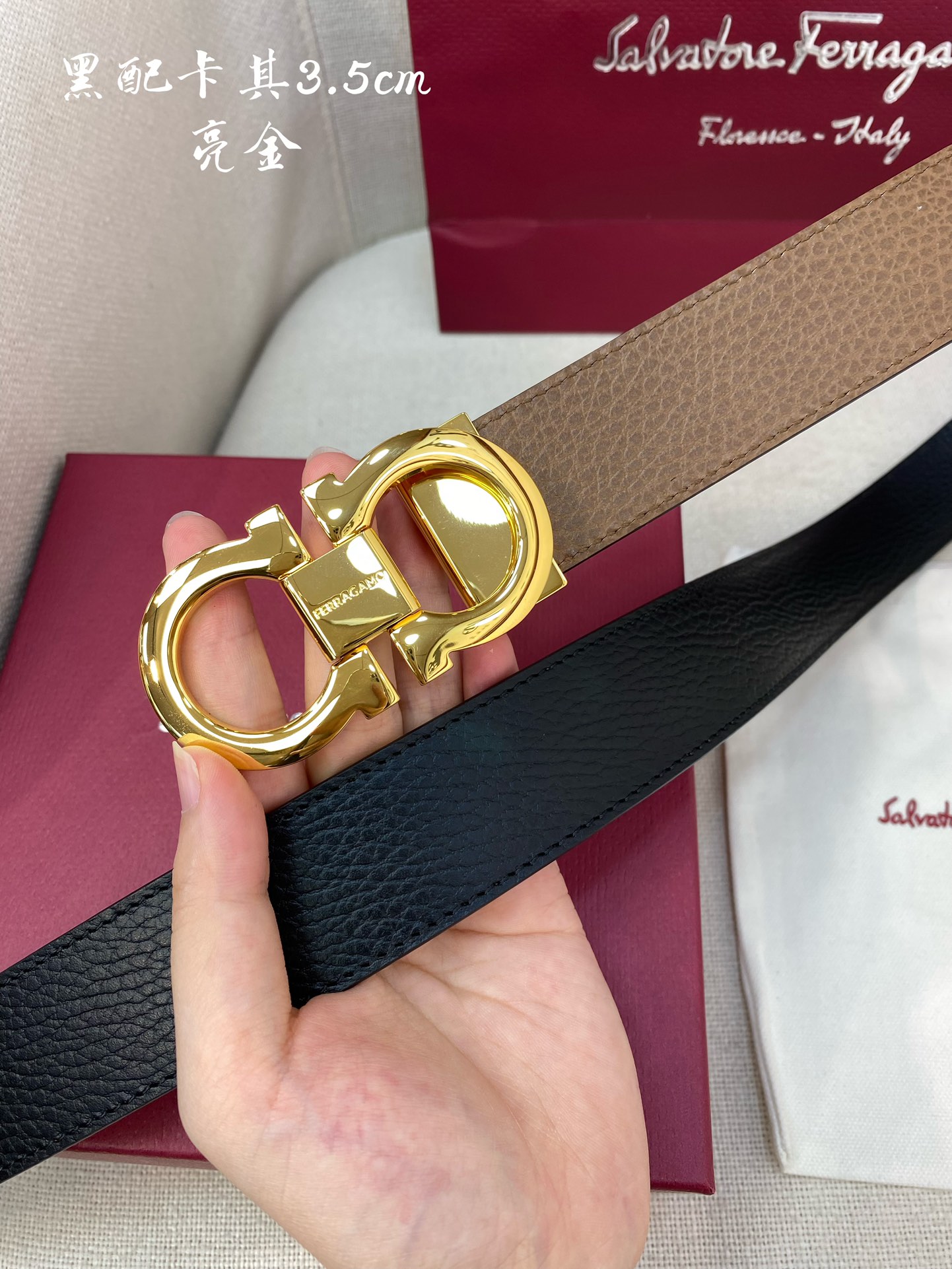 Salvatore Ferragamo Male Leather Belt Cow Leather M