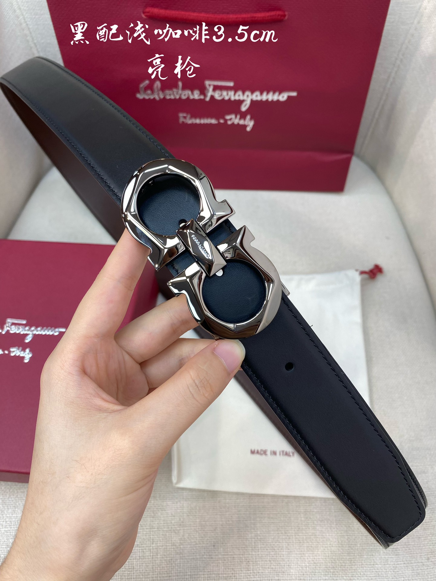 Salvatore Ferragamo Male Leather Belt Cow Leather M