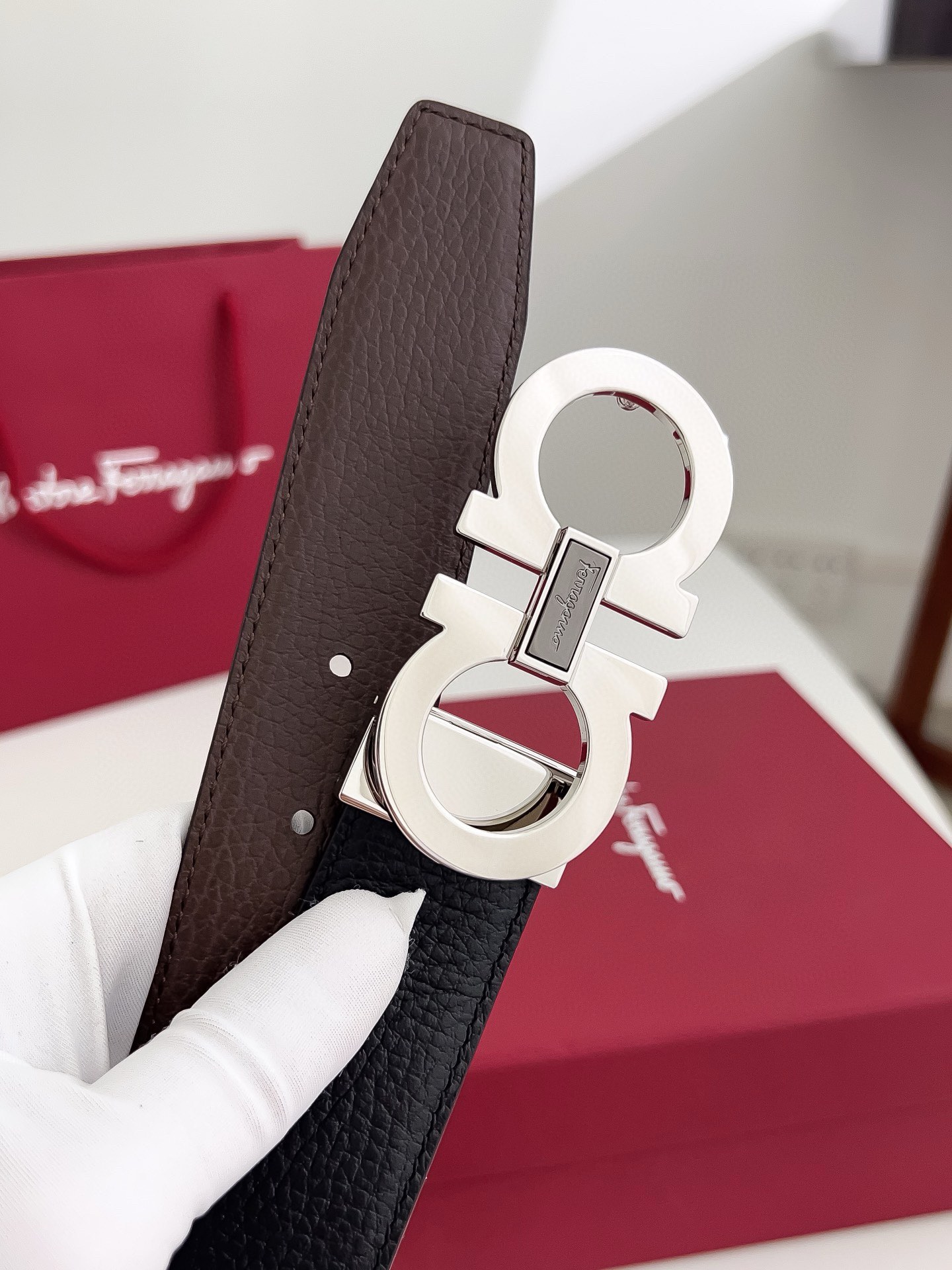 Salvatore Ferragamo Male Leather Belt Cow Leather M