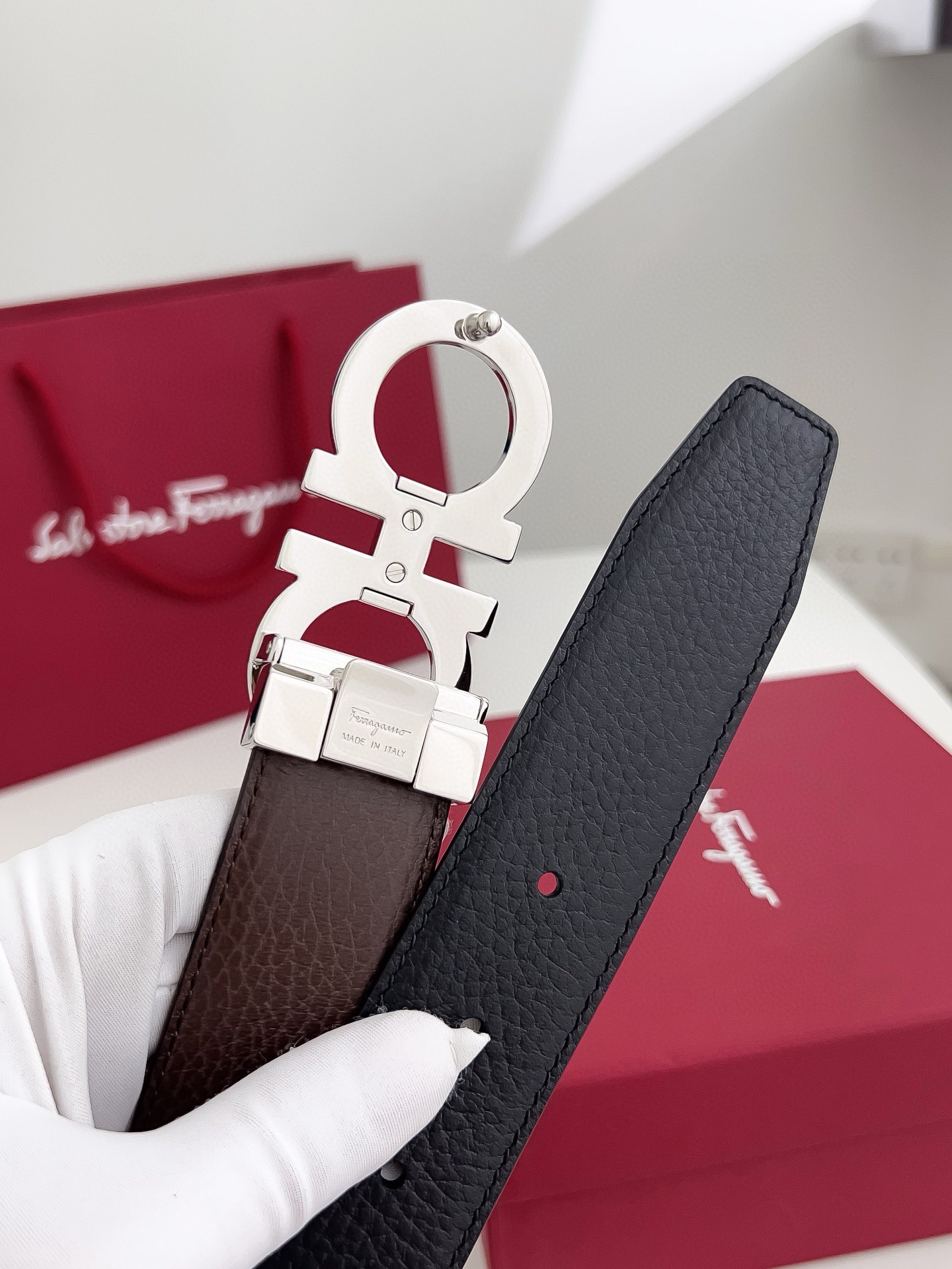 Salvatore Ferragamo Male Leather Belt Cow Leather M