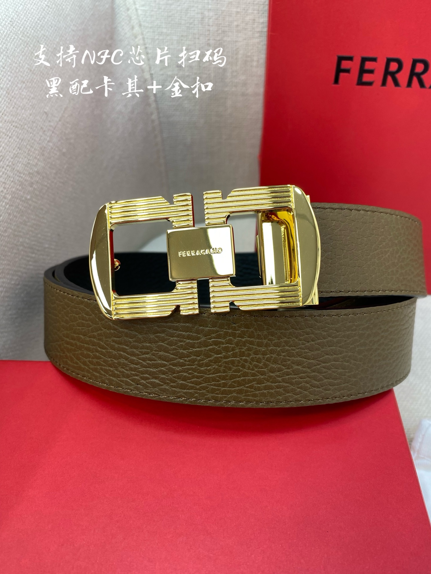 Salvatore Ferragamo Male Leather Belt Cow Leather M