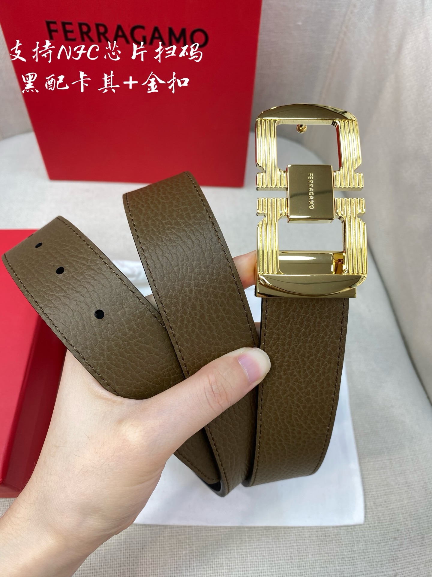 Salvatore Ferragamo Male Leather Belt Cow Leather M