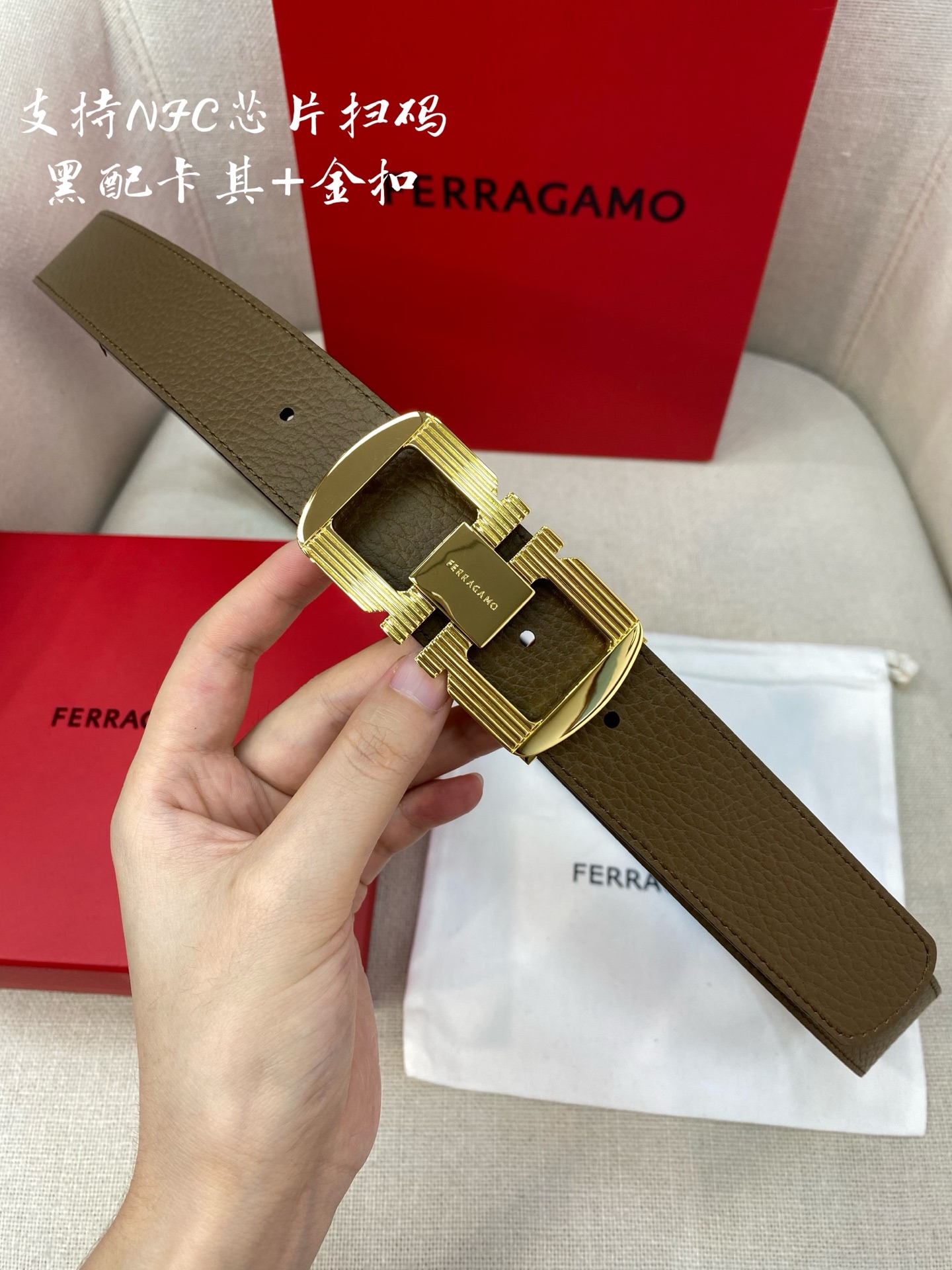 Salvatore Ferragamo Male Leather Belt Cow Leather M