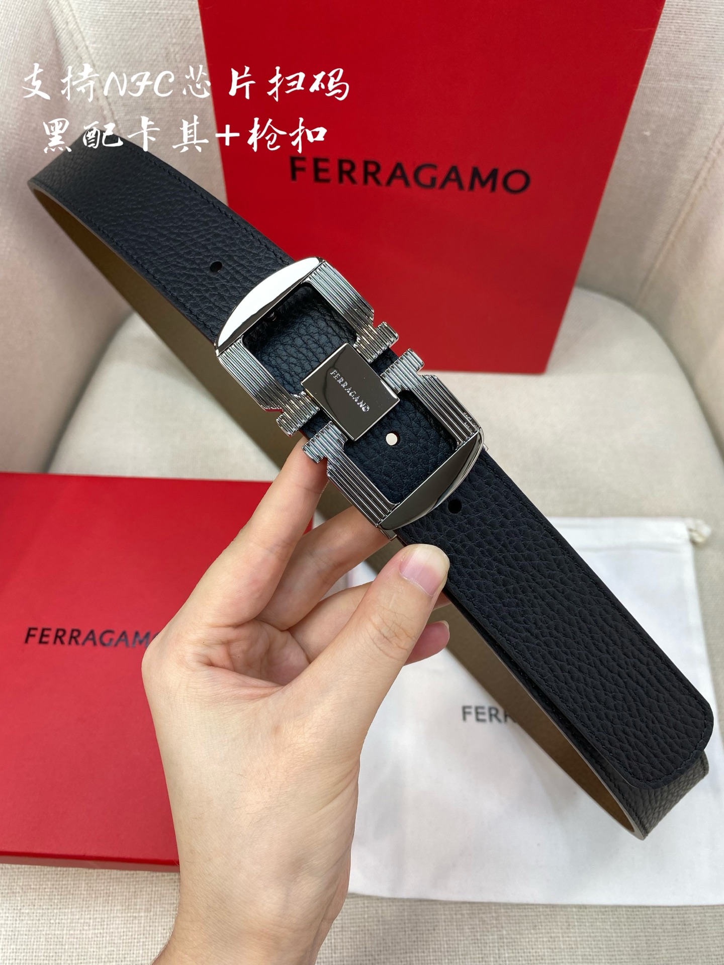 Salvatore Ferragamo Male Leather Belt Cow Leather M
