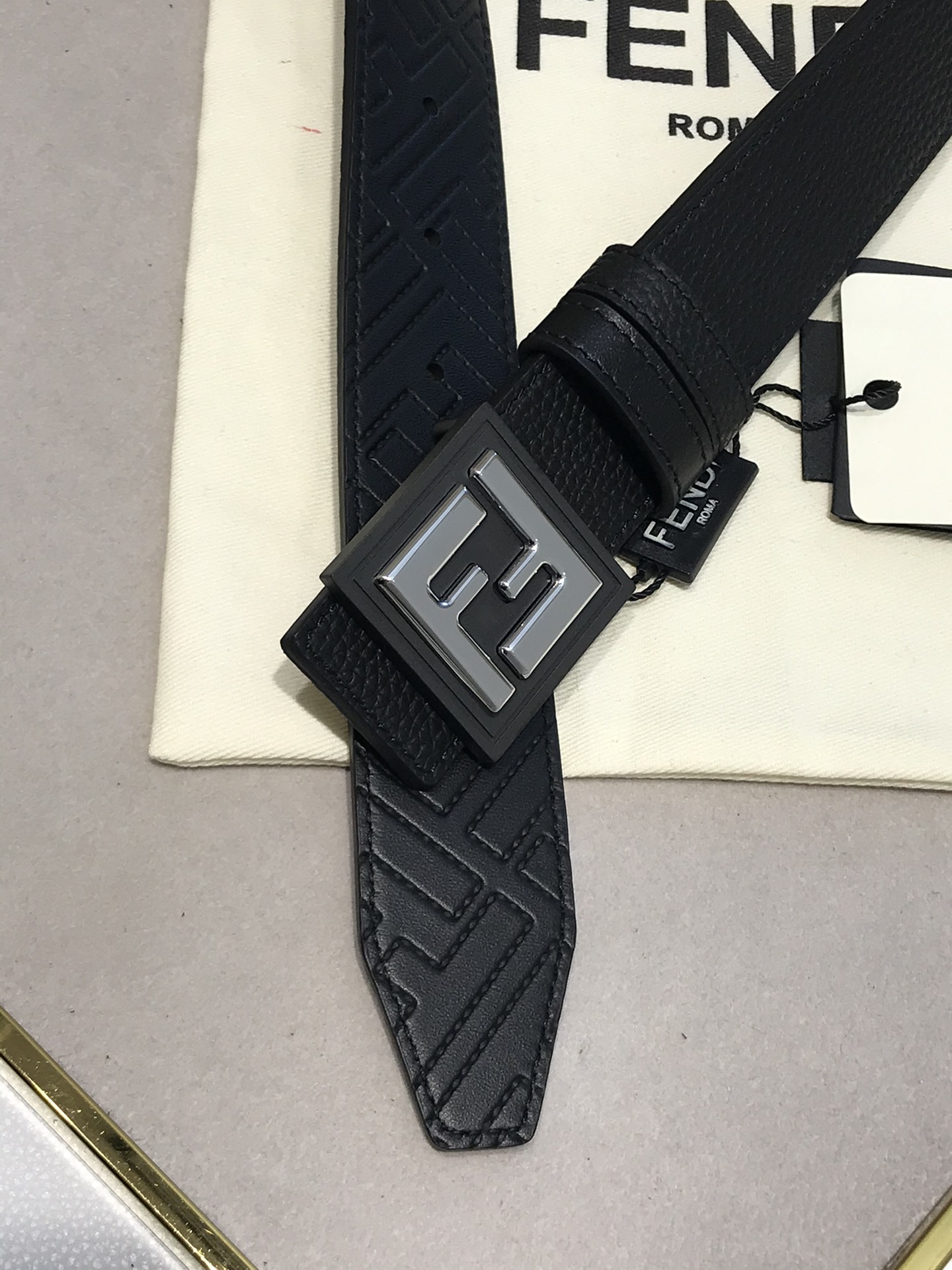 Fendi Leather Belt Black M
