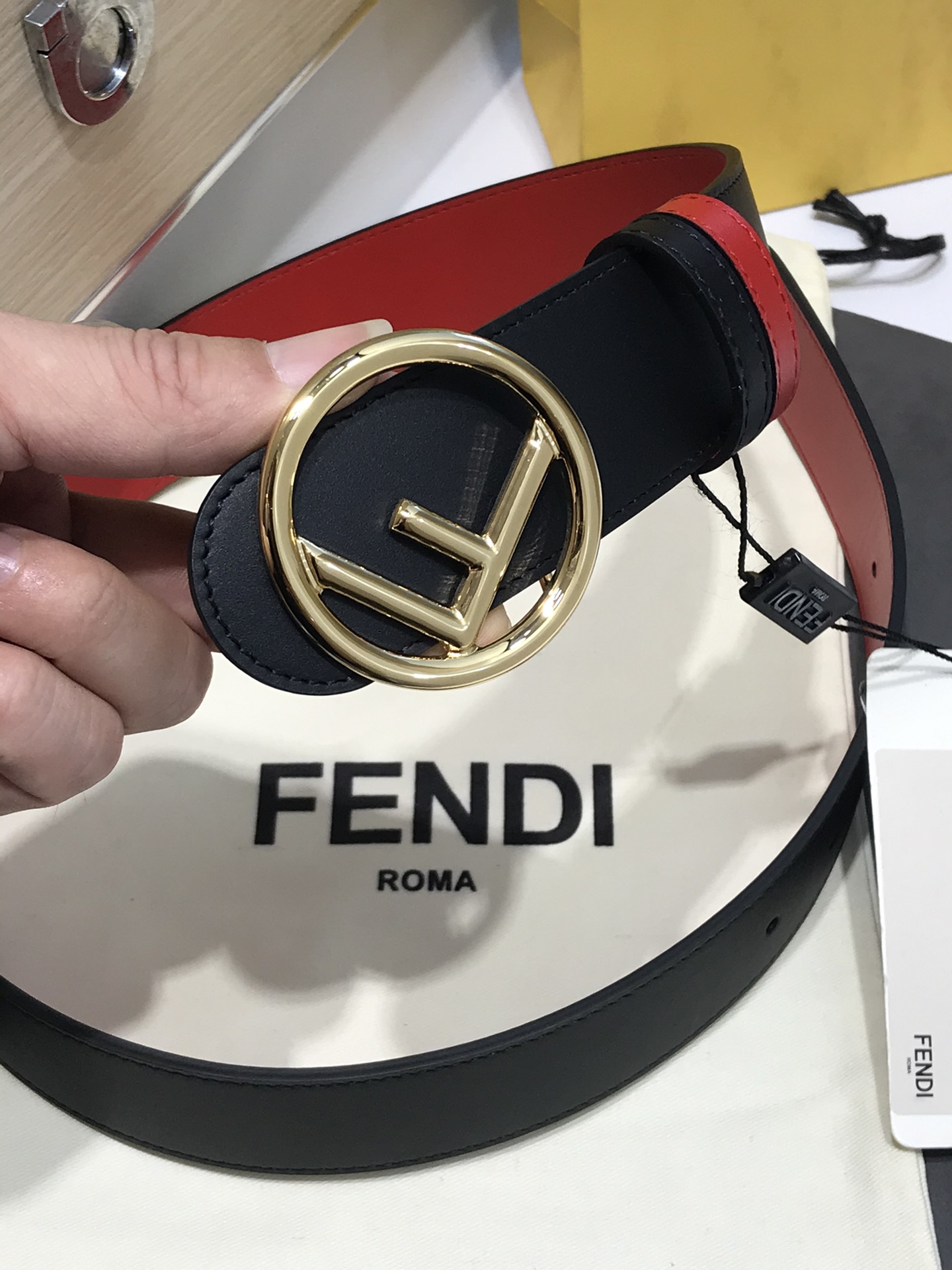 Fendi Leather Belt Cow Leather M