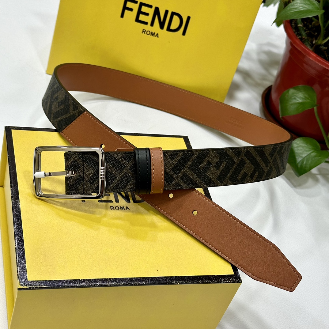 Fendi Pin Buckle Belt Brown 35mm-m