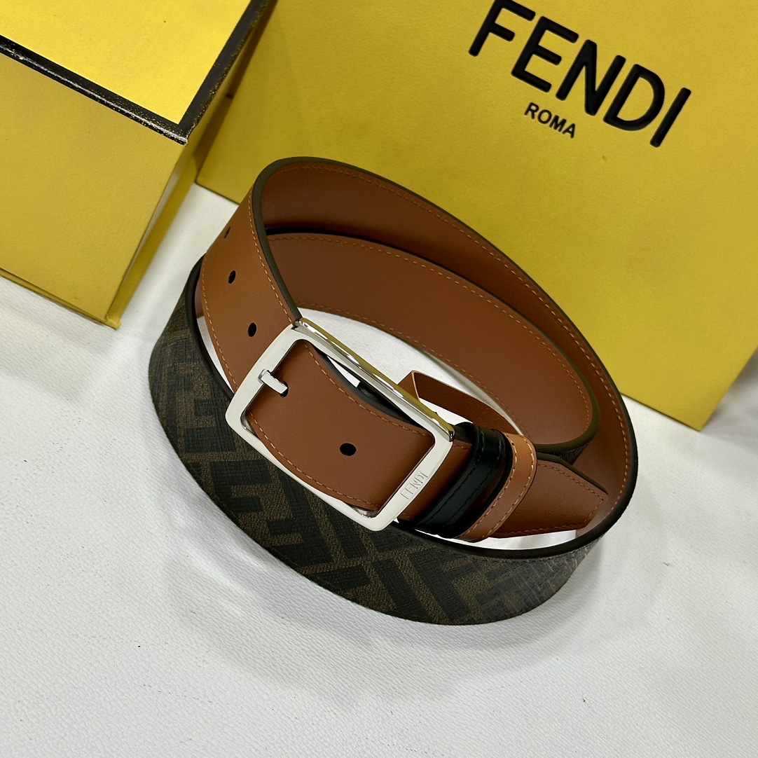 Fendi Pin Buckle Belt Brown 35mm-m