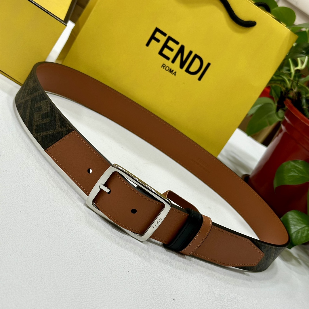 Fendi Pin Buckle Belt Brown 35mm-m