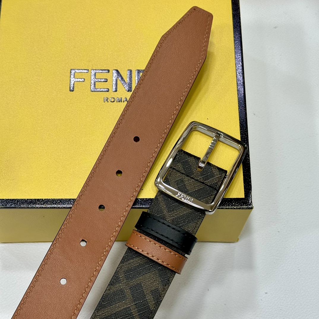Fendi Pin Buckle Belt Brown 35mm-m