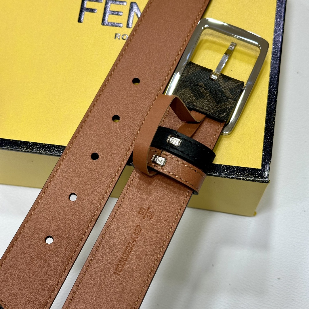 Fendi Pin Buckle Belt Brown 35mm-m