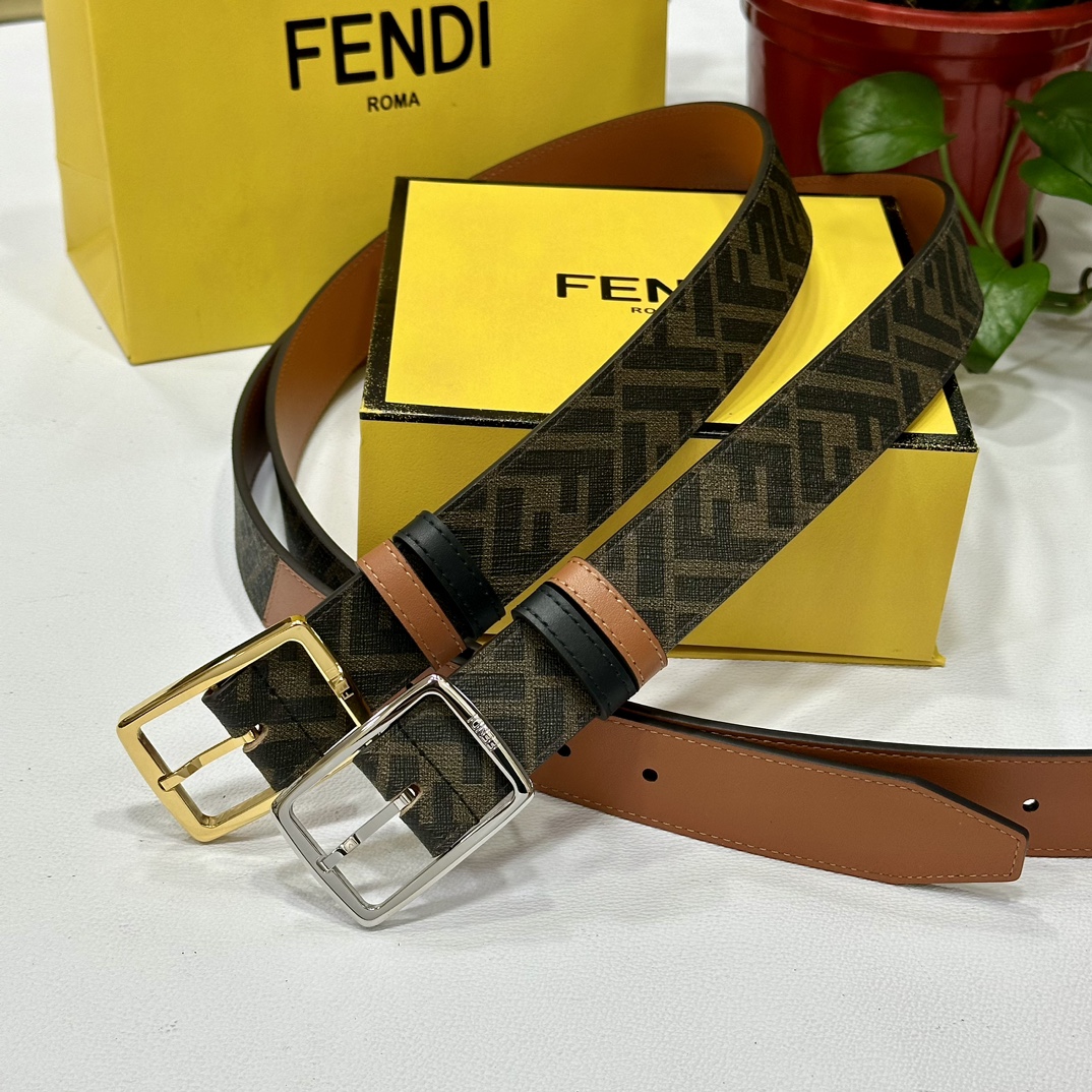 Fendi Pin Buckle Belt Brown 35mm-m