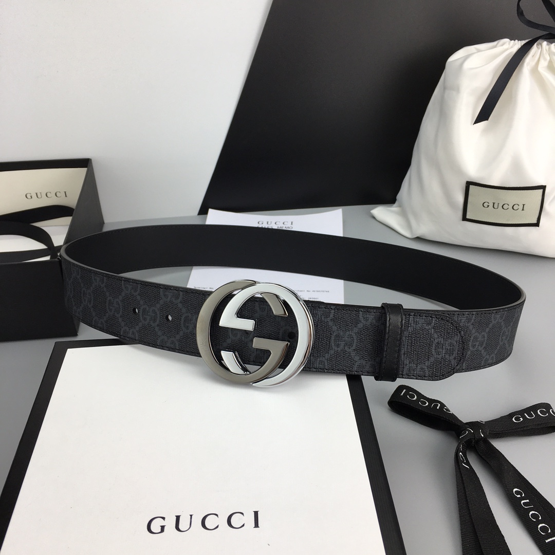 Gucci Leather Belt Cow Leather Black Waterproof M