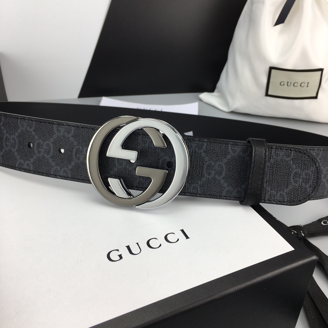 Gucci Leather Belt Cow Leather Black Waterproof M