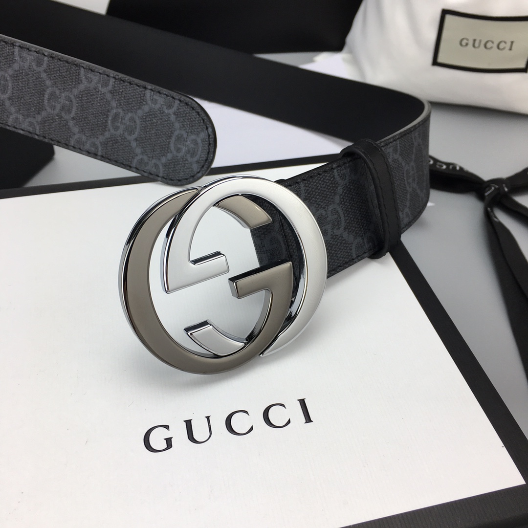 Gucci Leather Belt Cow Leather Black Waterproof M