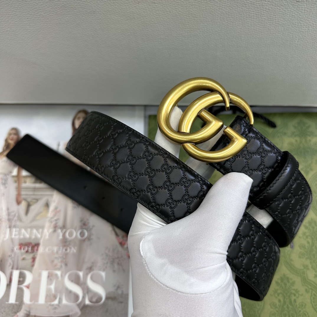 Gucci Basic Belt Top Grain Leather Black M