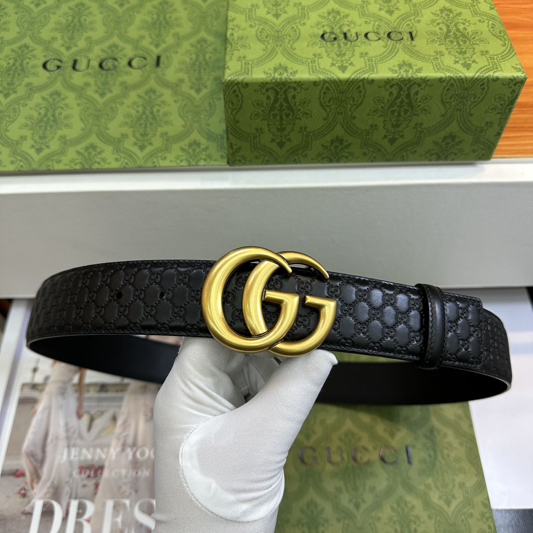 Gucci Basic Belt Top Grain Leather Black M