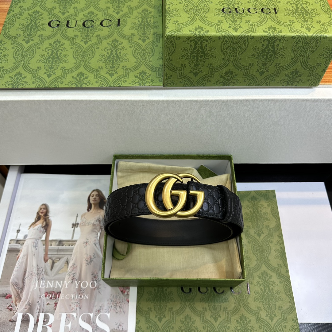 Gucci Basic Belt Top Grain Leather Black M