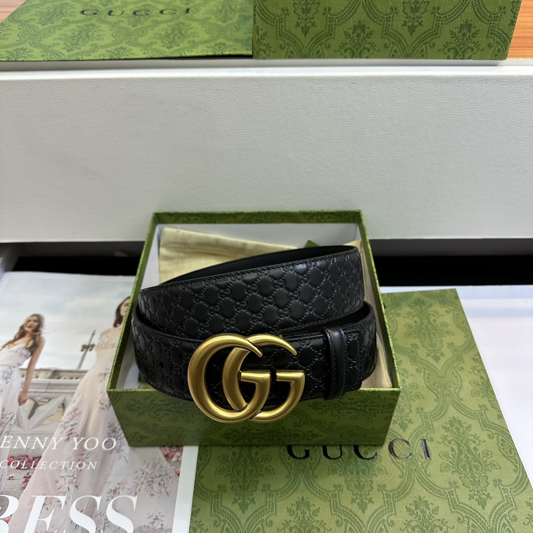 Gucci Basic Belt Top Grain Leather Black M