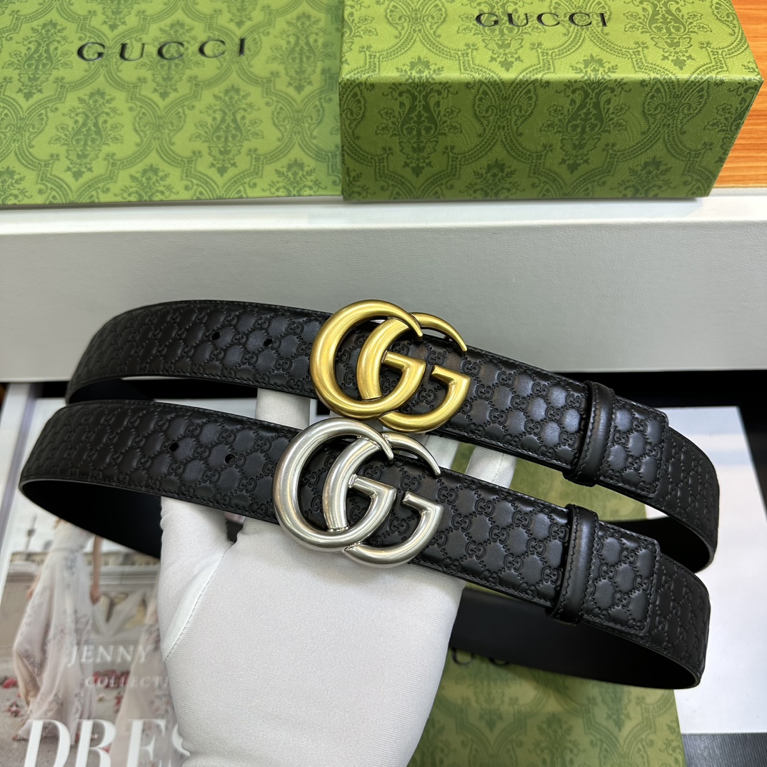 Gucci Basic Belt Top Grain Leather Black M