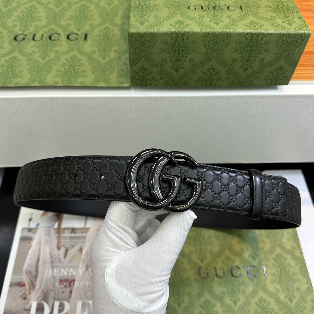Gucci Basic Belt Top Grain Leather Black M
