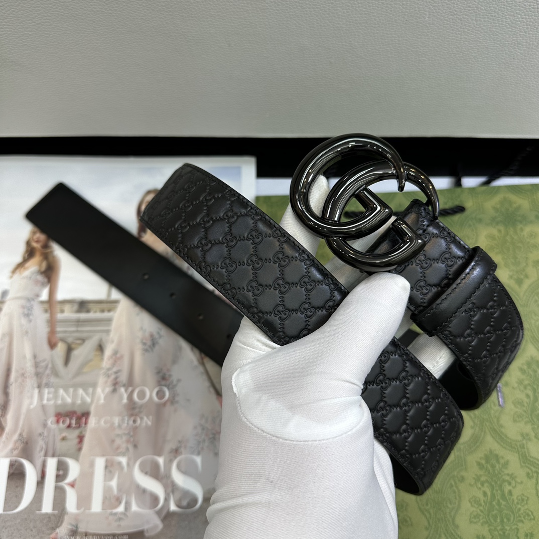 Gucci Basic Belt Top Grain Leather Black M