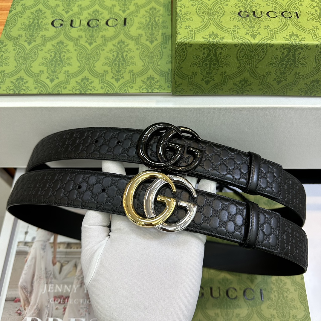 Gucci Basic Belt Top Grain Leather Black M