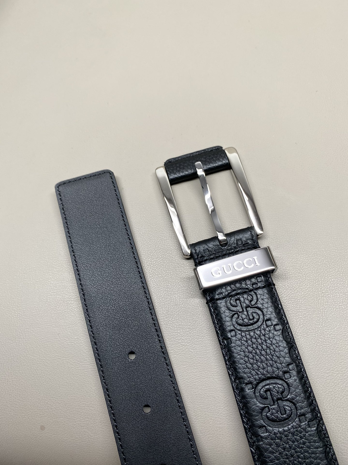 Gucci Pin Buckle Belt Cow Leather Wide Width M
