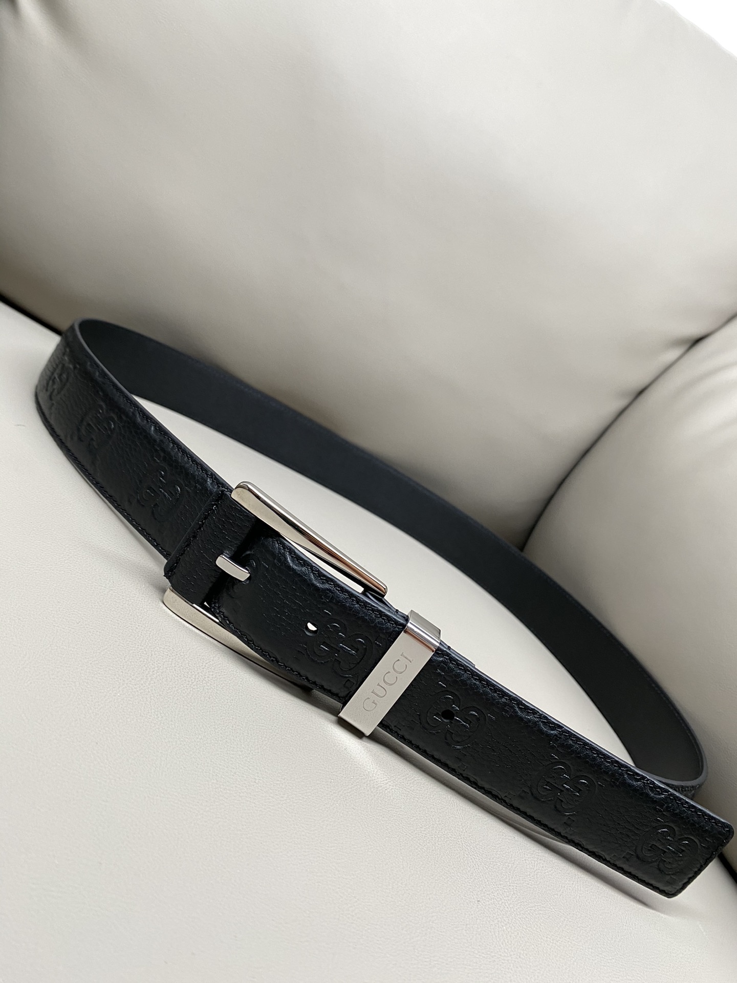 Gucci Pin Buckle Belt Cow Leather Wide Width M
