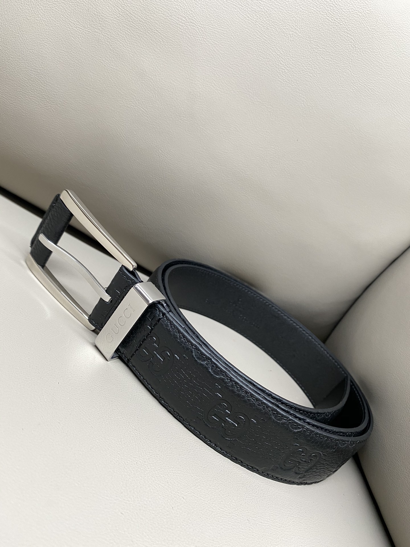 Gucci Pin Buckle Belt Cow Leather Wide Width M