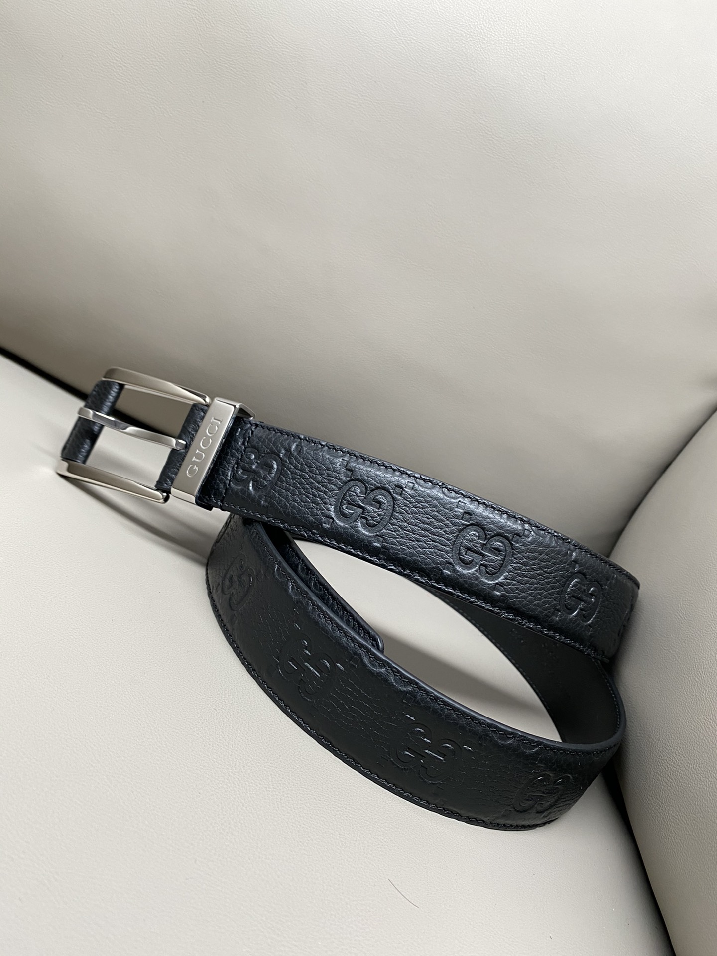 Gucci Pin Buckle Belt Cow Leather Wide Width M
