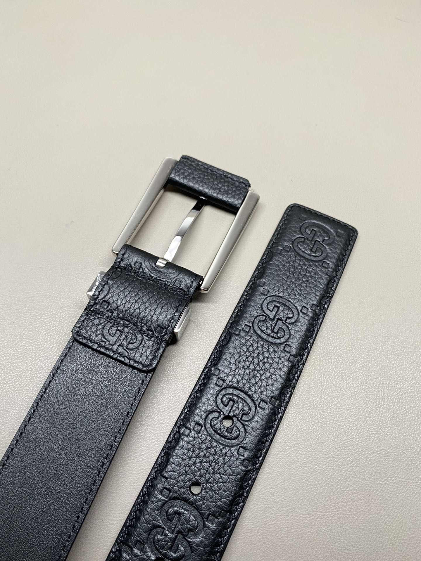 Gucci Pin Buckle Belt Cow Leather Wide Width M