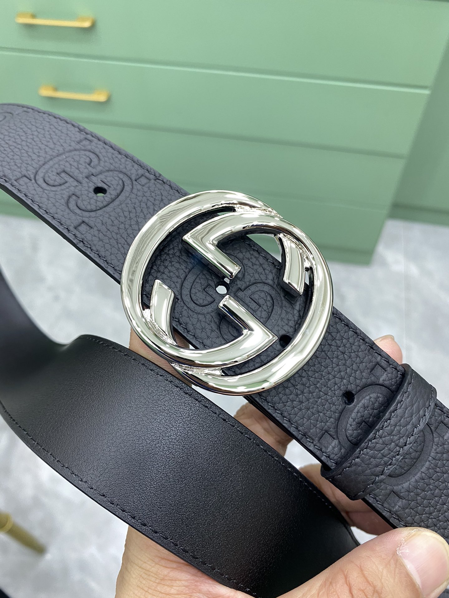 Gucci Leather Belt Cow Leather Wide Width